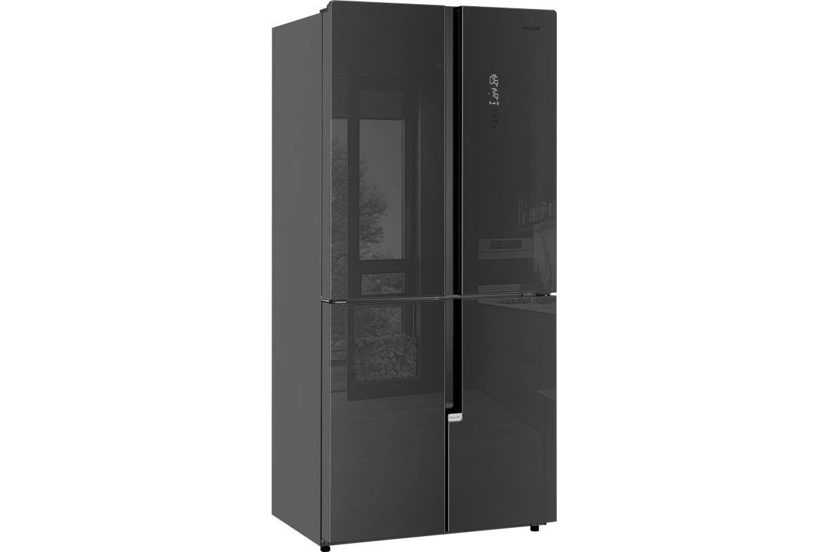 Отдельностоящий холодильник с инвертором Weissgauff WCD 450 Inox Glass NoFrost Inverter