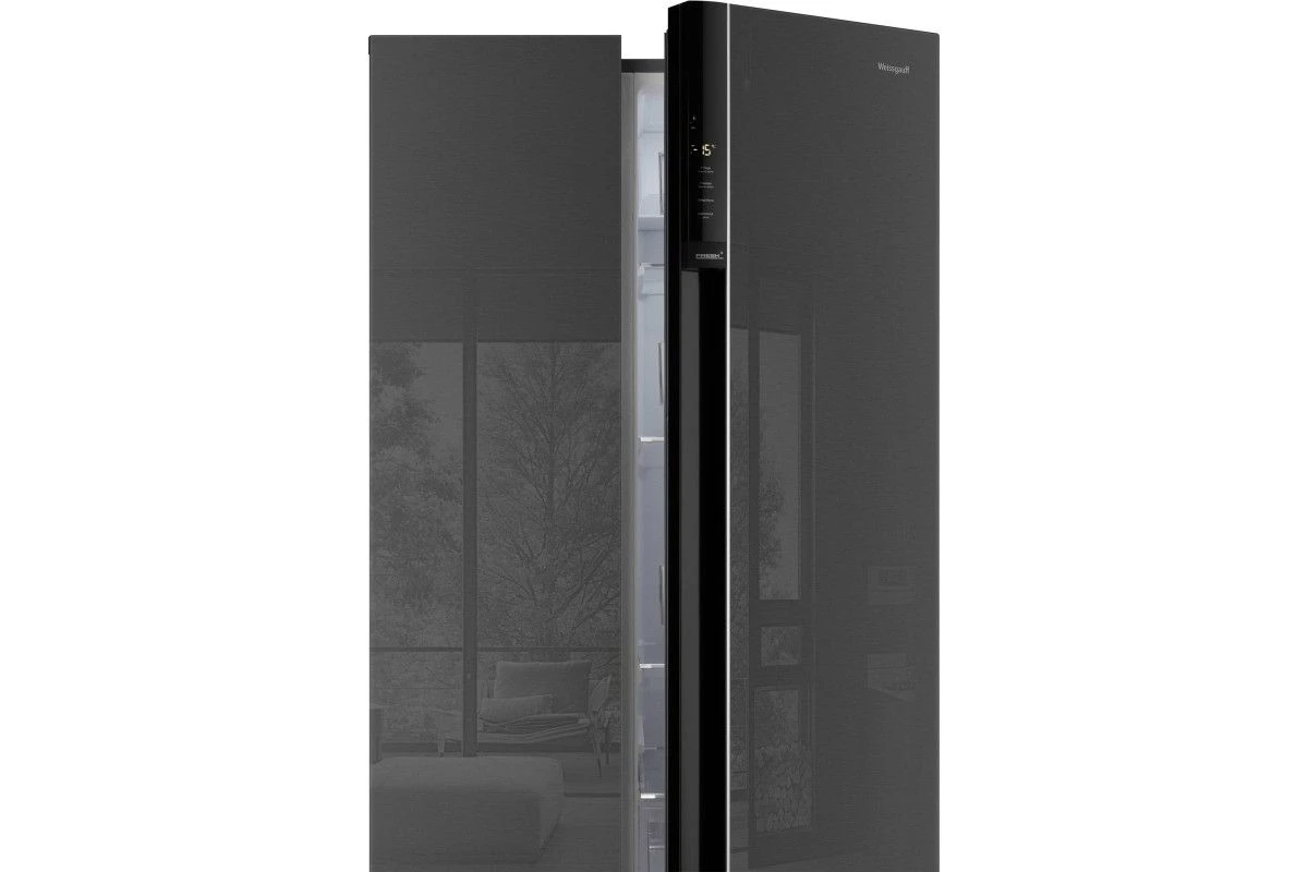 Отдельностоящий холодильник с инвертором Weissgauff WSBS 600 NoFrost Inverter Inox Glass