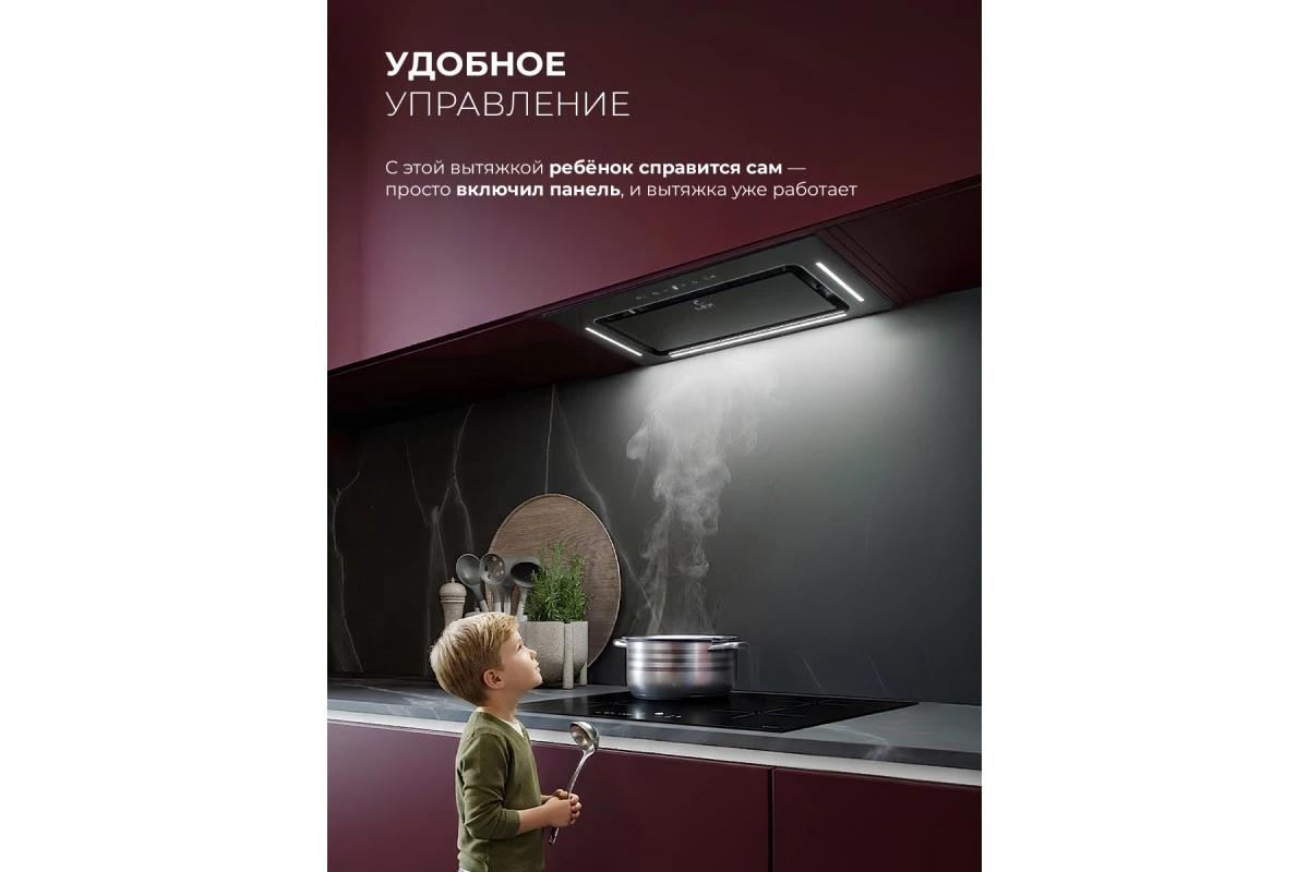 Вытяжка кухонная встраиваемая LEX AURA 600 Inverter BL