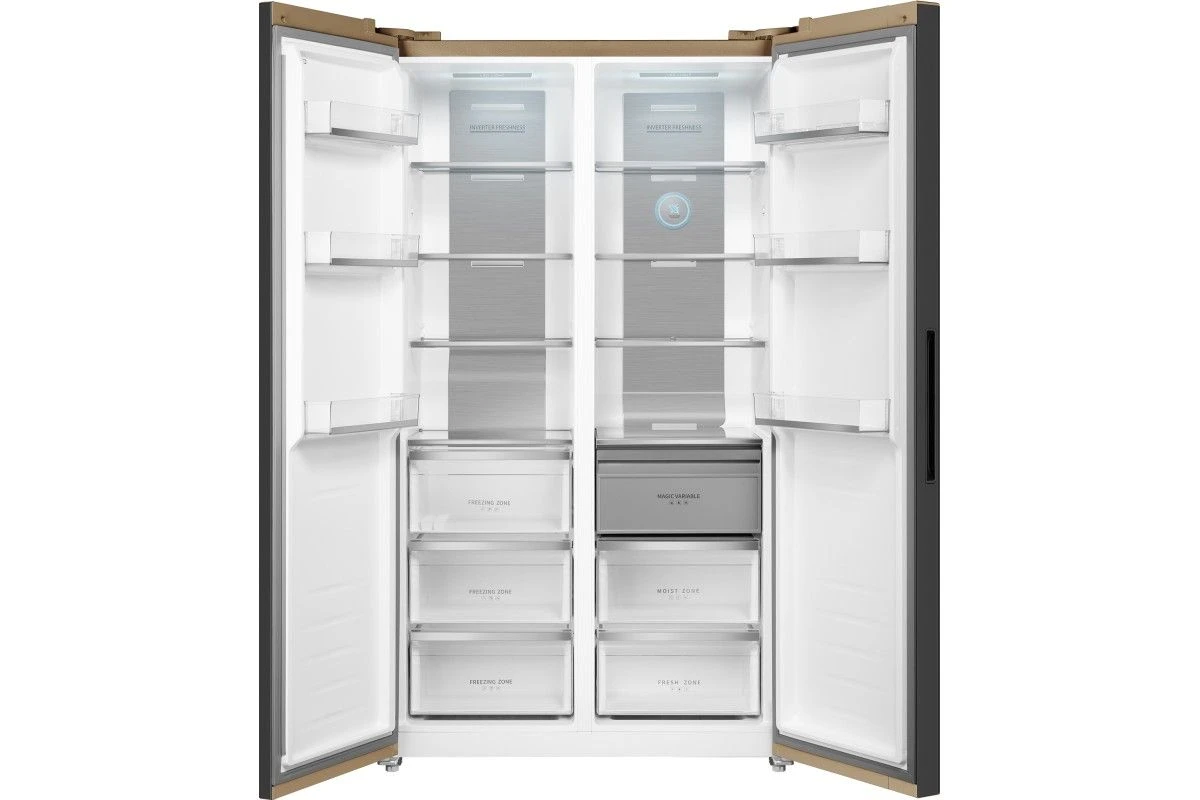 Отдельностоящий холодильник с инвертором Weissgauff WSBS 1036 Inverter NoFrost Premium Сhampagne Glass