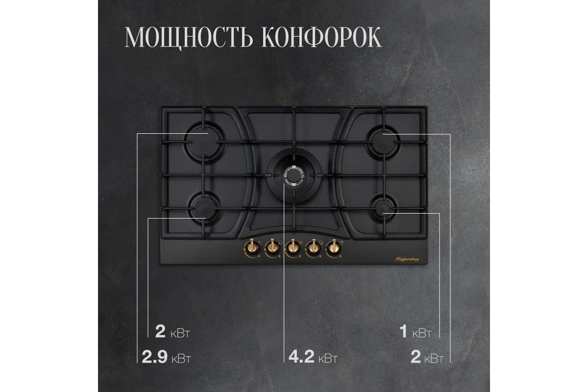 Газовая варочная панель Kuppersberg FS 903 B Bronze