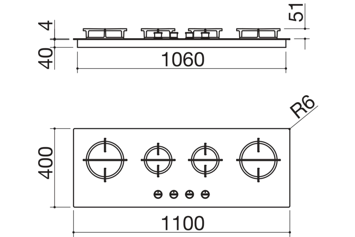 Газовая варочная панель Barazza 1PMD104
