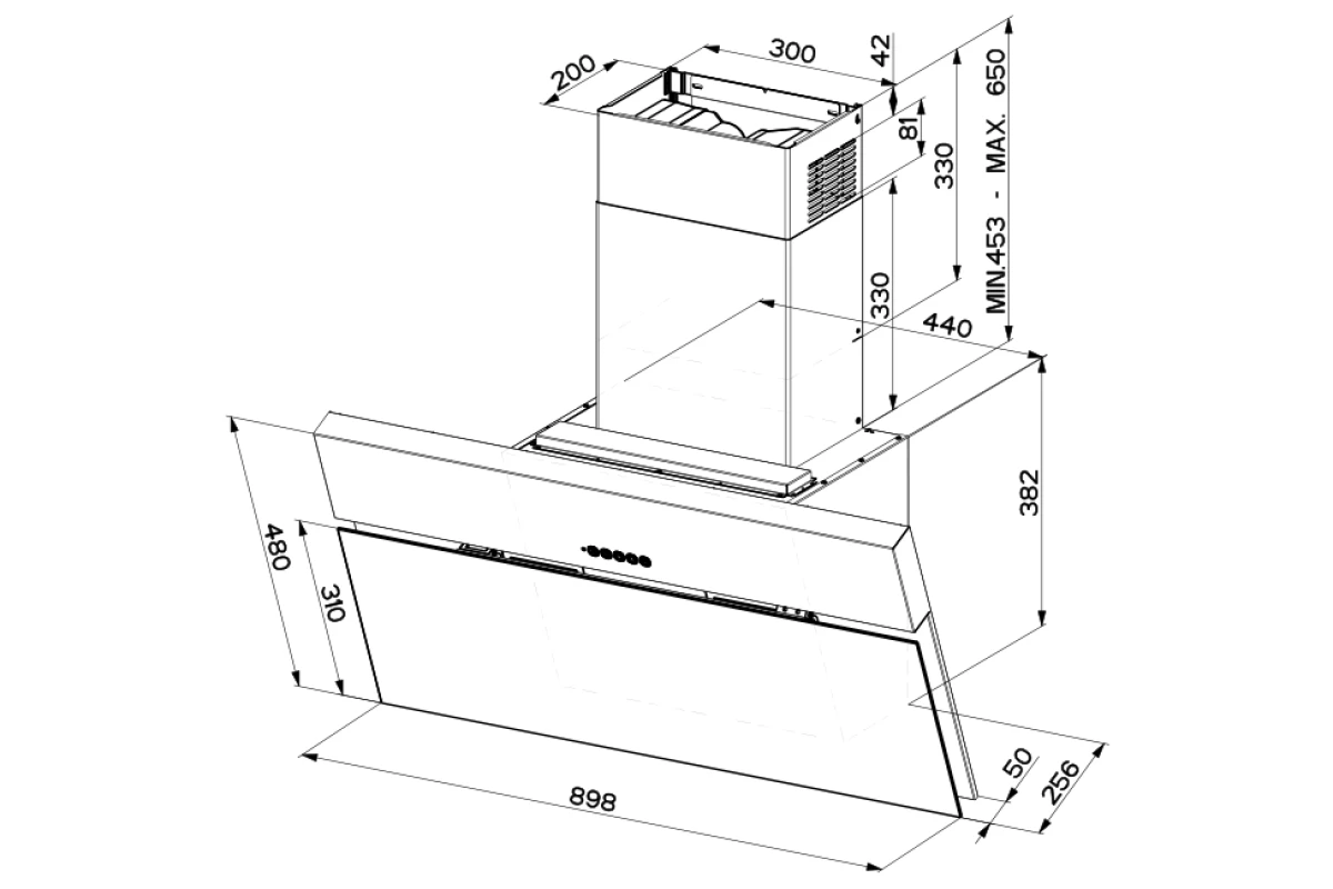 Наклонная вытяжка Faber ONYX-V BK GLASS/X A90 330.0543.437