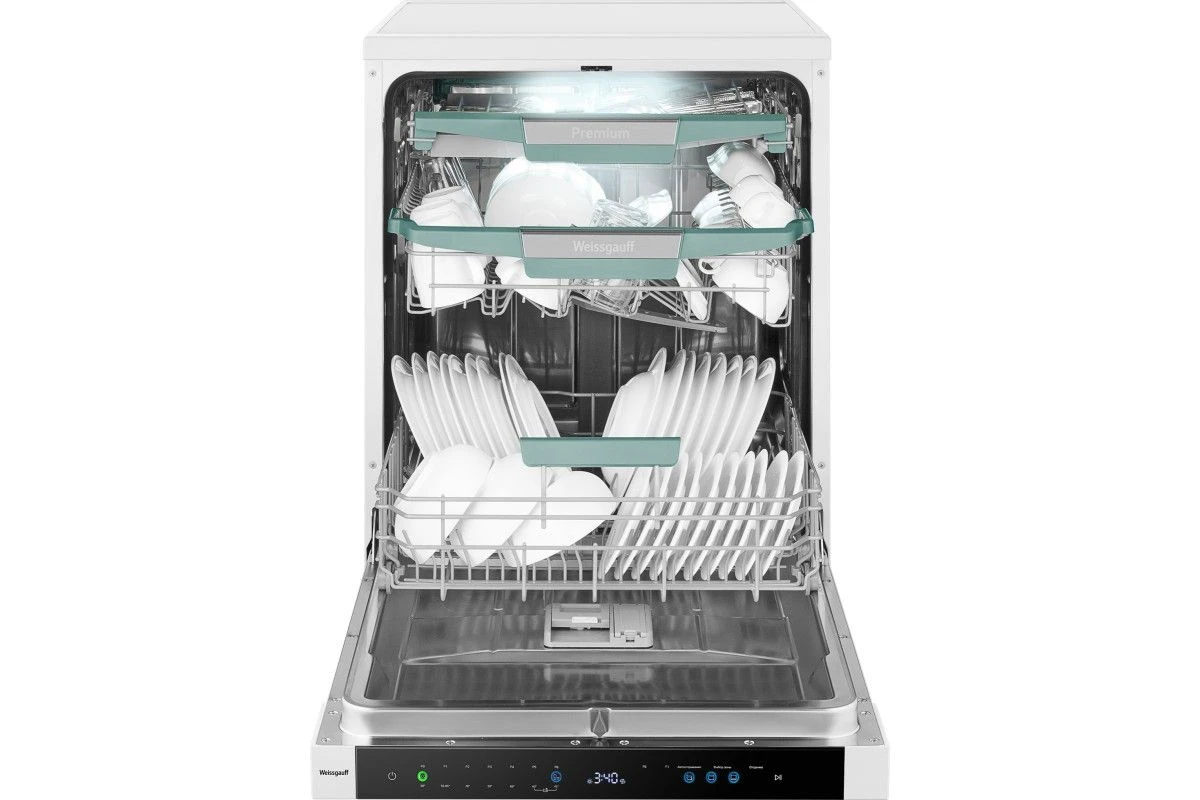 Посудомоечная машина с авто-открыванием и инвертором Weissgauff DW 6114 Inverter Touch AutoOpen White