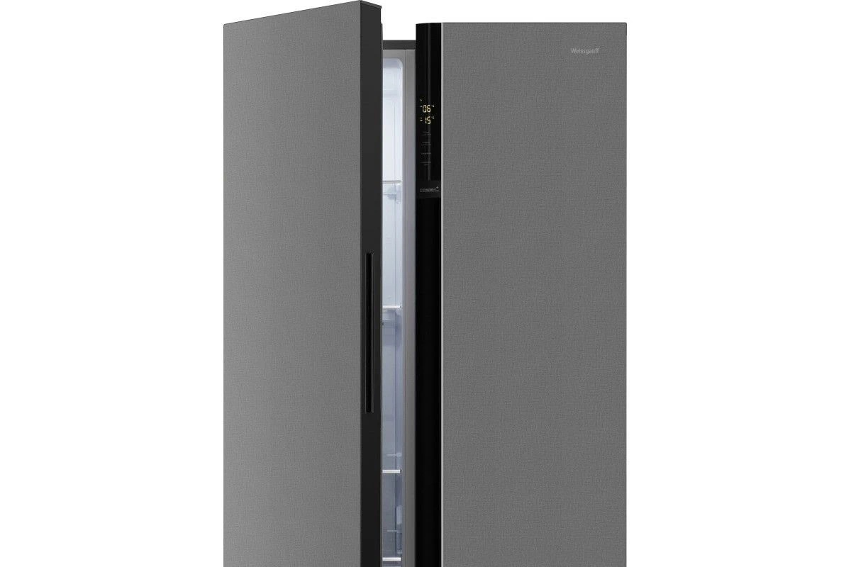 Отдельностоящий холодильник с инвертором Weissgauff WSBS 600 NoFrost Inverter Bru Steel Glass