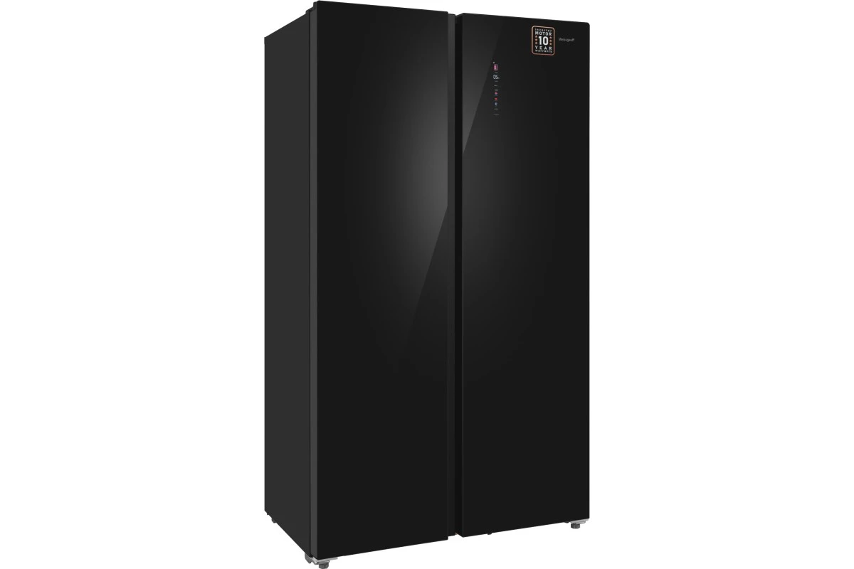 Отдельностоящий холодильник с инвертором Weissgauff WSBS 1036 Inverter NoFrost Premium Black Glass