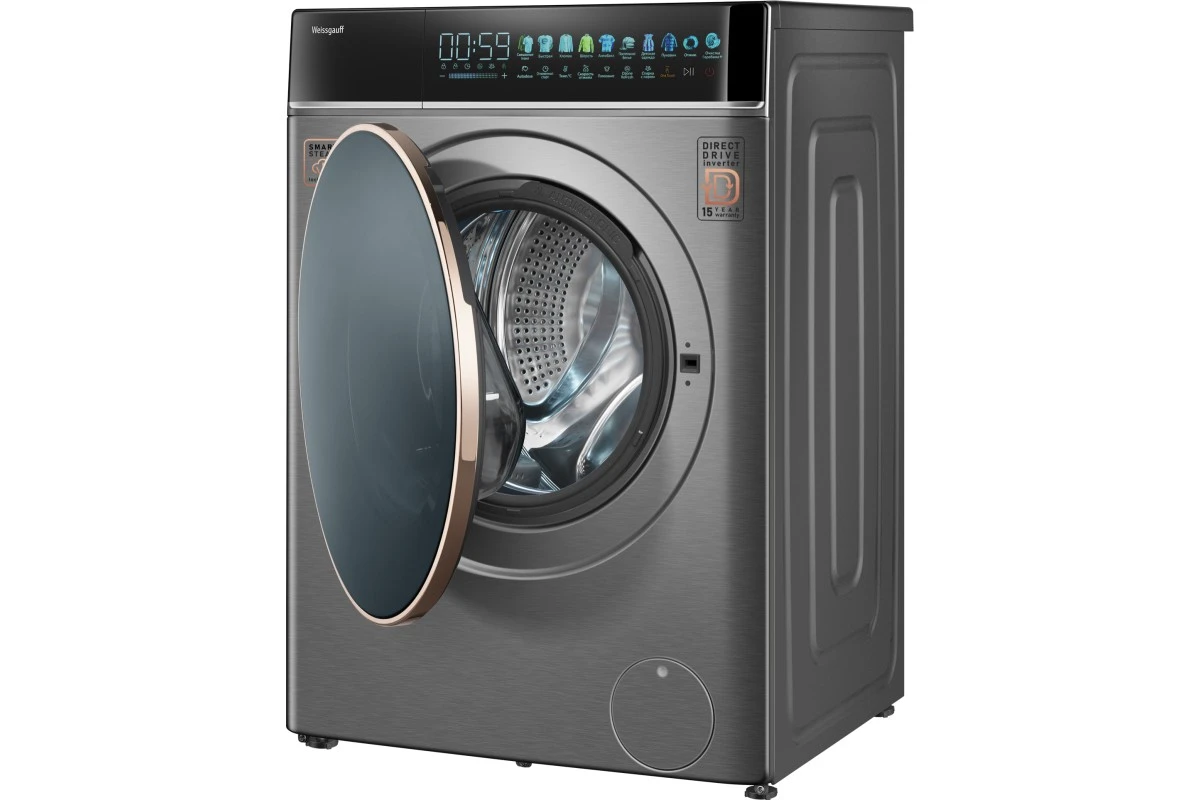 Стиральная машина с прямым приводом Weissgauff WM 58411 Direct Drive Inverter Premium Steam Grey