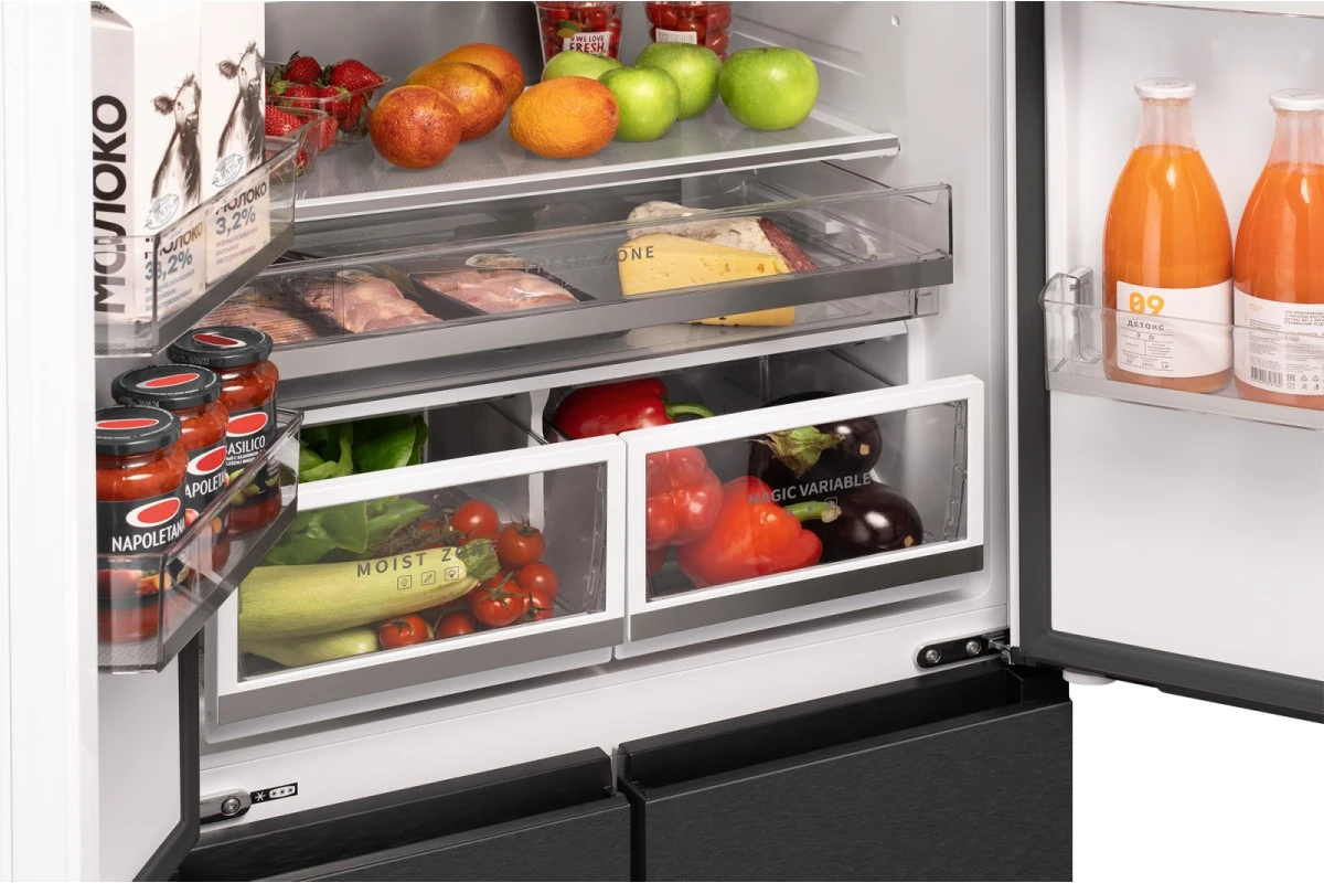 Отдельностоящий холодильник Weissgauff WFD 450 Built-in Inverter NoFrost Dark Inox