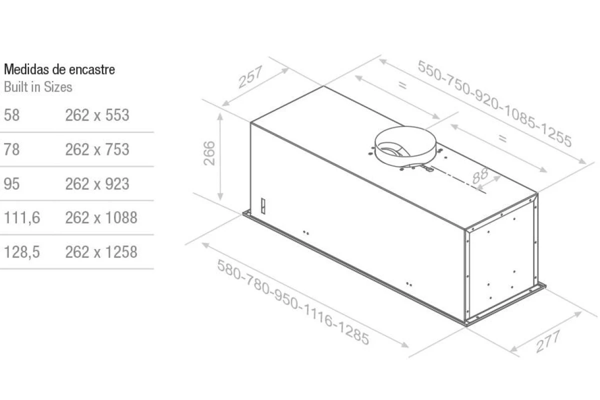 Встраиваемая вытяжка Pando EVO/580.11 INOX V.850 SEC
