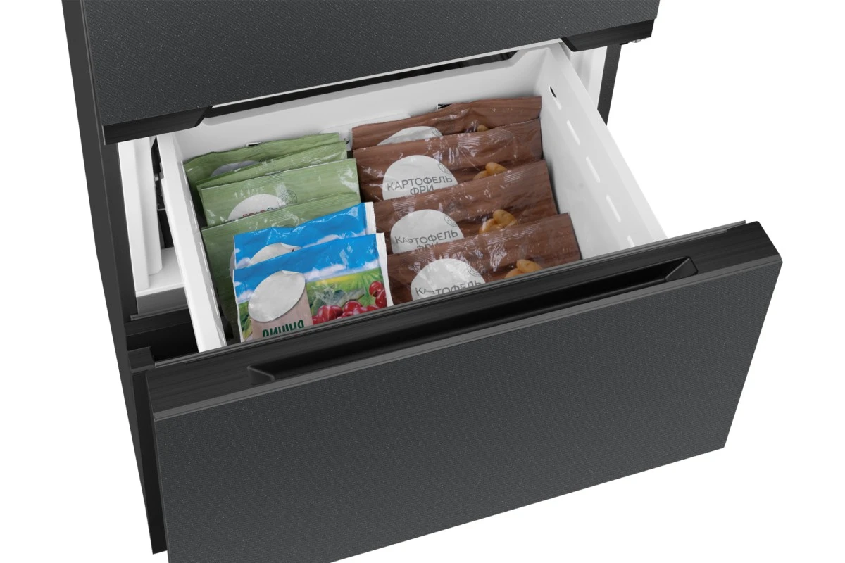 Отдельностоящий холодильник Weissgauff WFD 450 Total NoFrost Inverter Dark Grey Built-in