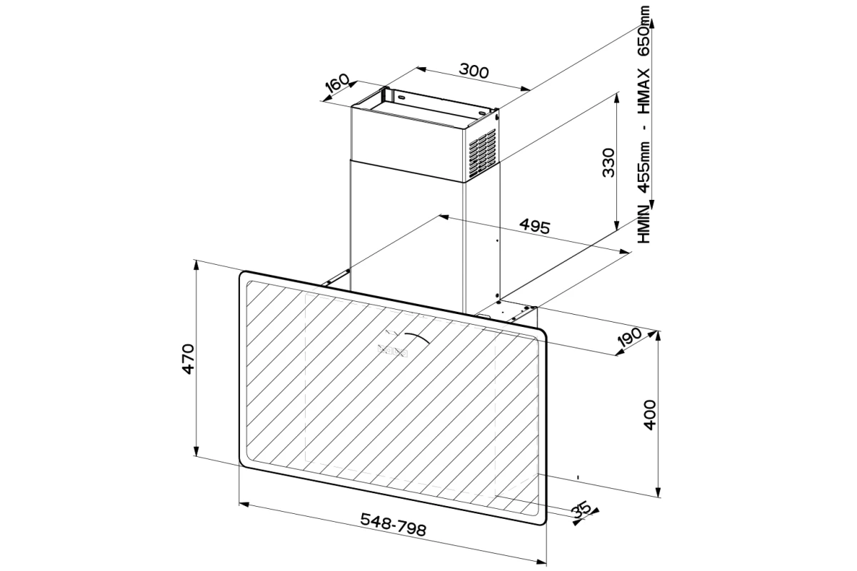 Наклонная вытяжка Faber V-AIR FLAT KL A80 330.0615.684