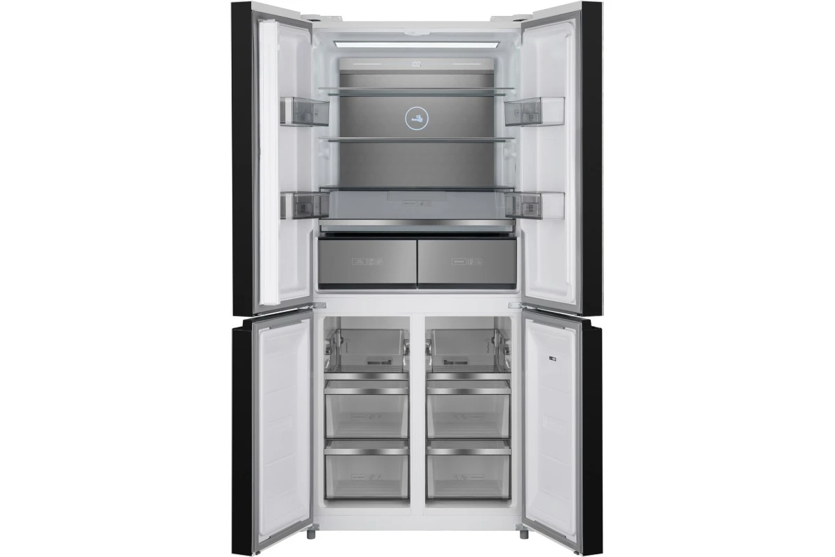 Отдельностоящий холодильник с инвертором Weissgauff WCD 590 Nofrost Inverter Premium EcoFresh White Glass