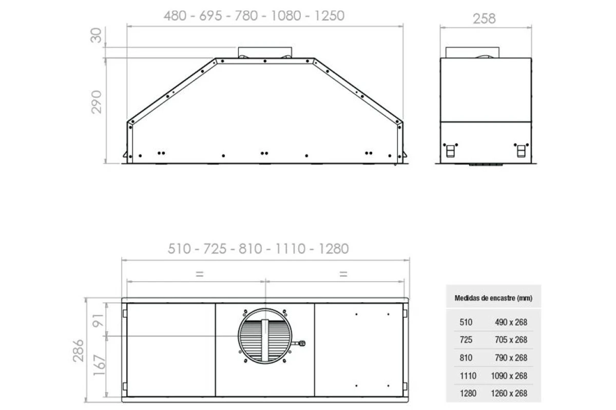 Встраиваемая вытяжка Pando GTI/810 INOX V.1050 ECO SEC PLUS