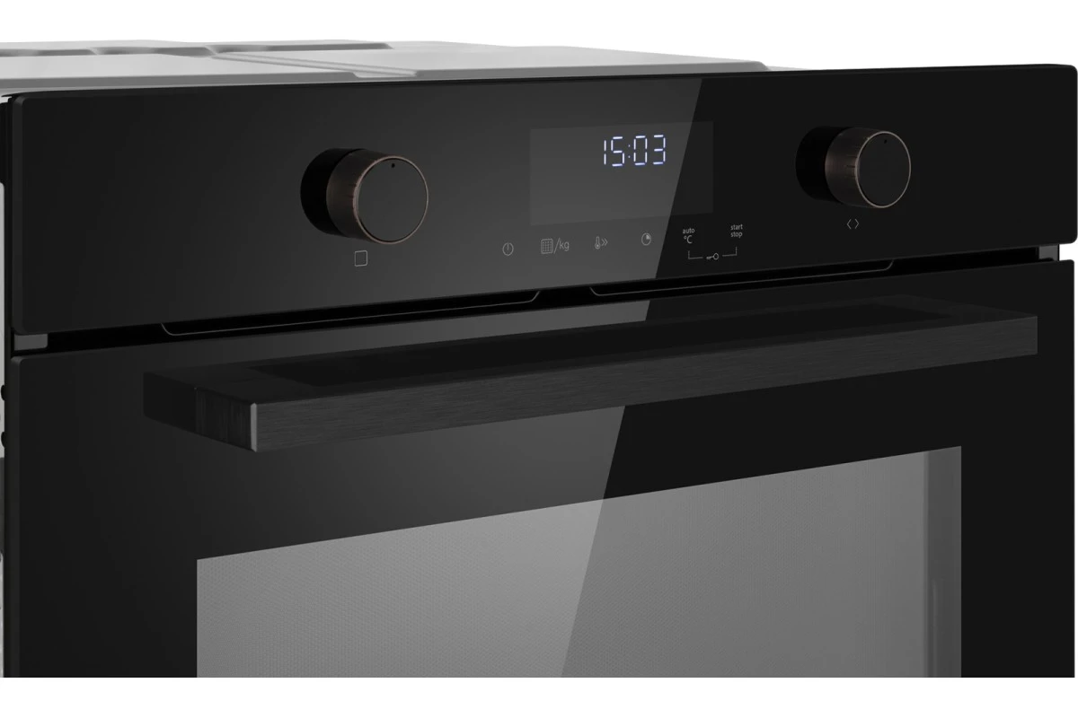Встраиваемый компактный духовой шкаф с СВЧ Weissgauff OE 4551 DB Black Edition