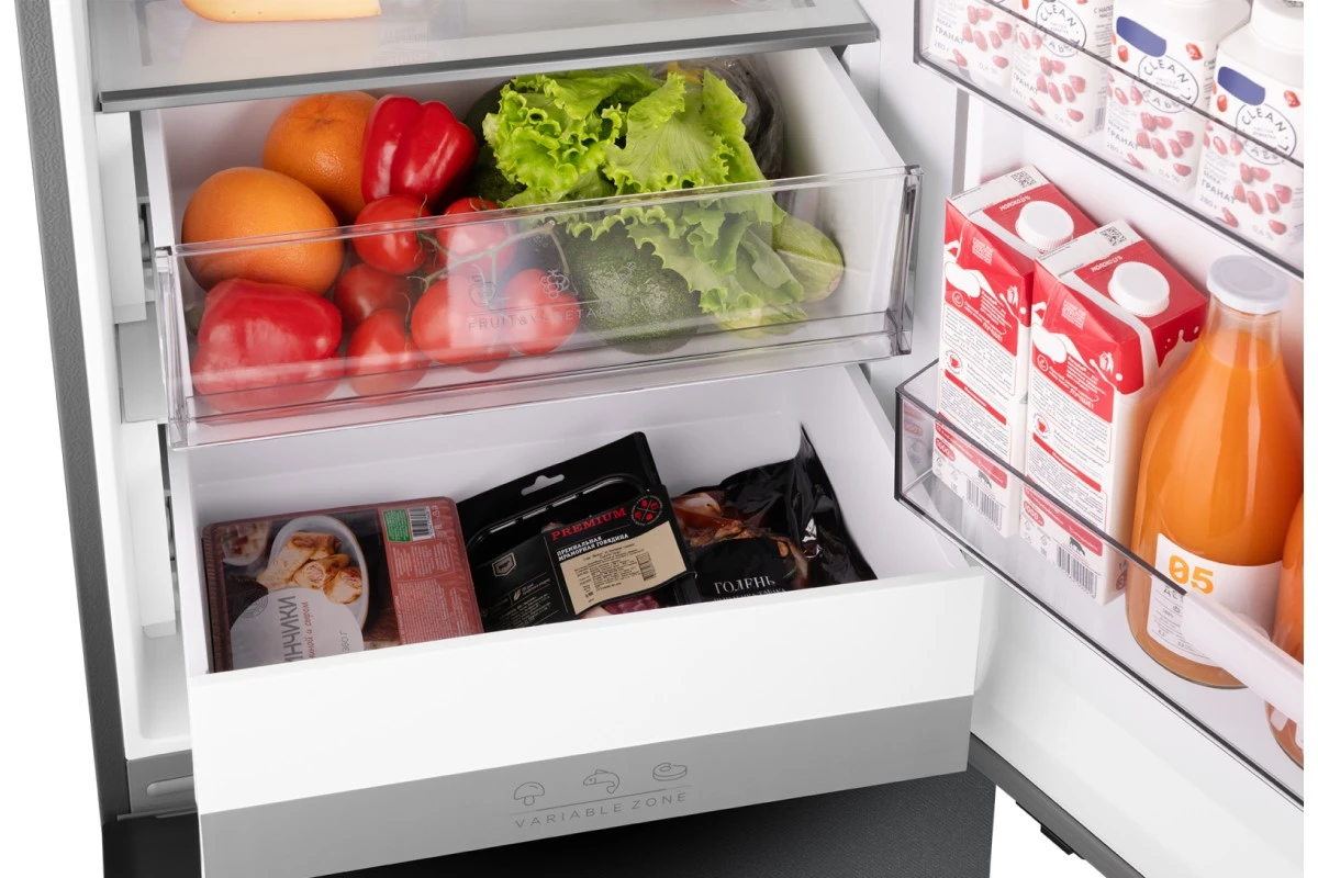 Отдельностоящий холодильник Weissgauff WFD 450 Total NoFrost Inverter Dark Grey Built-in