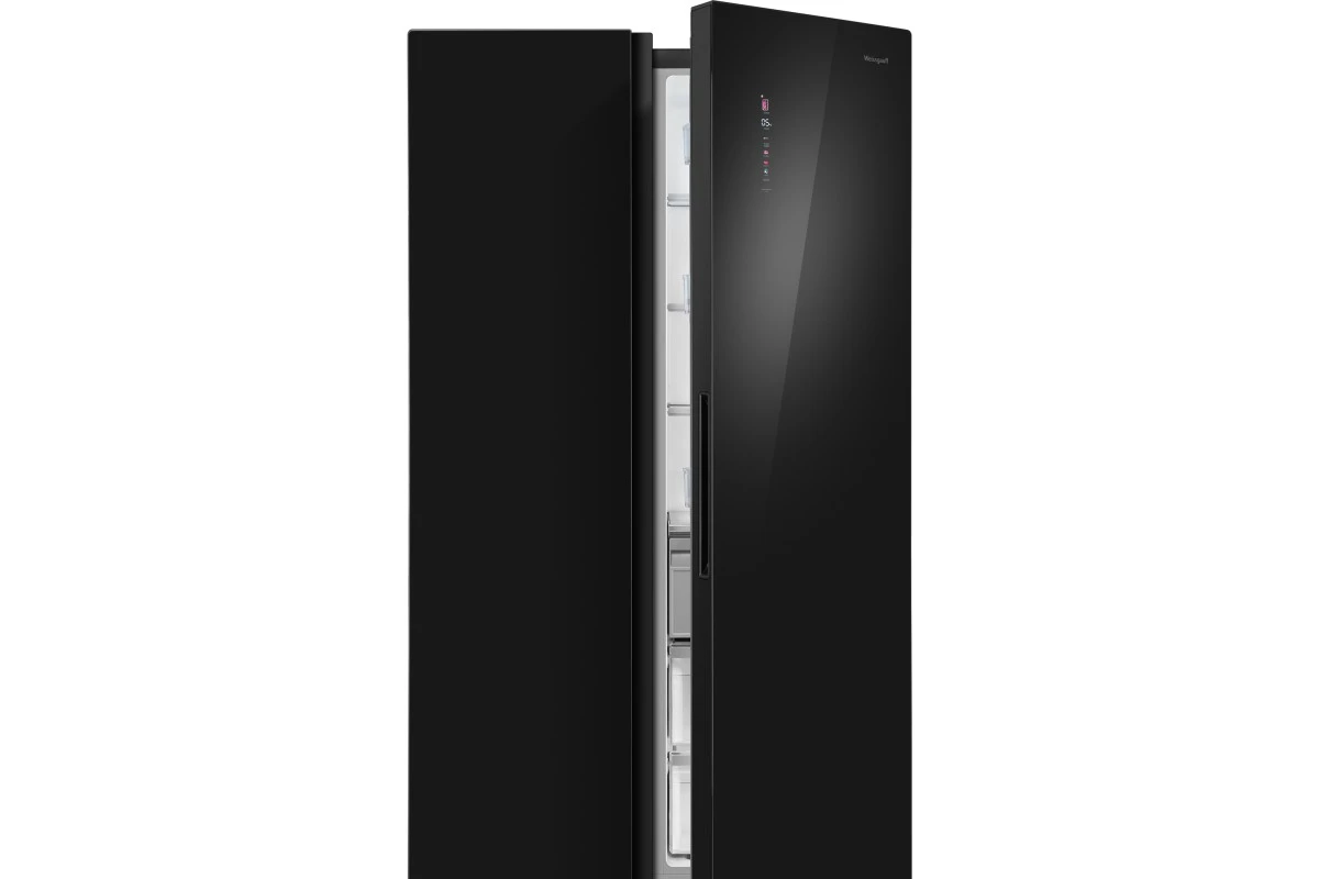 Отдельностоящий холодильник с инвертором Weissgauff WSBS 1036 Inverter NoFrost Premium Black Glass