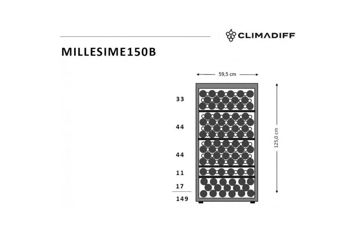 Монотемпературный винный шкаф Climadiff MILLESIME150B
