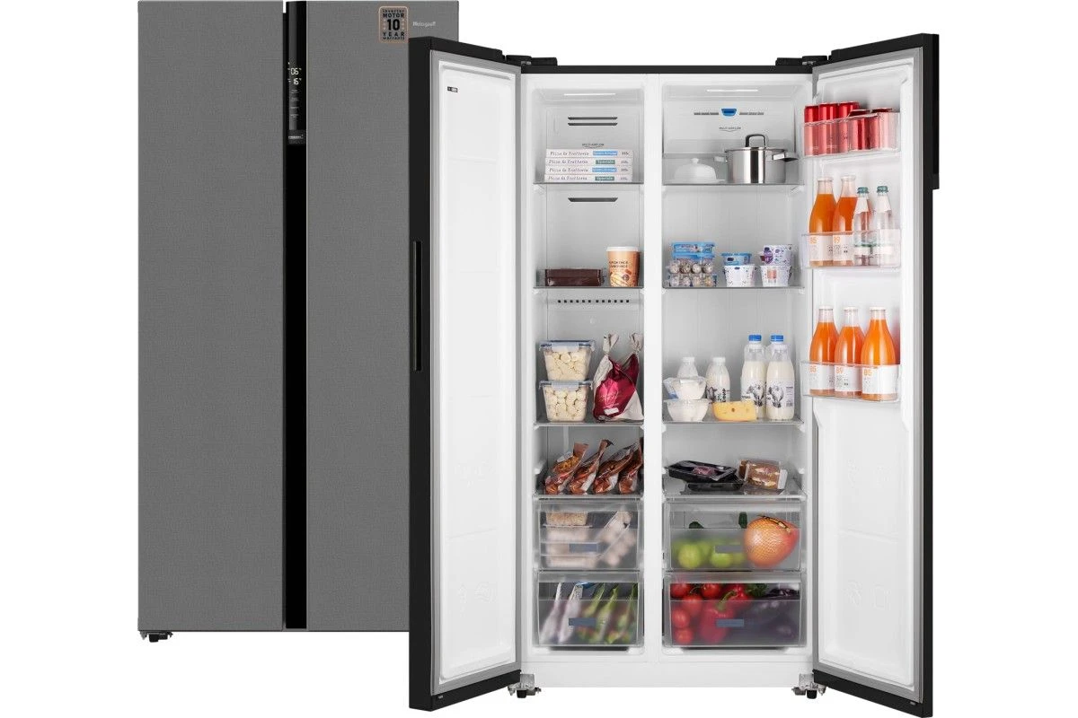 Отдельностоящий холодильник с инвертором Weissgauff WSBS 600 NoFrost Inverter Bru Steel Glass