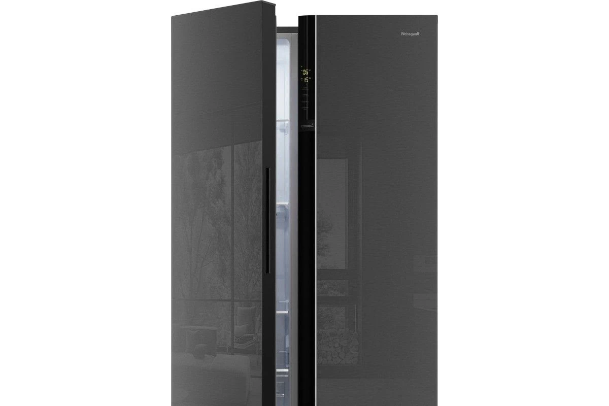 Отдельностоящий холодильник с инвертором Weissgauff WSBS 600 NoFrost Inverter Inox Glass