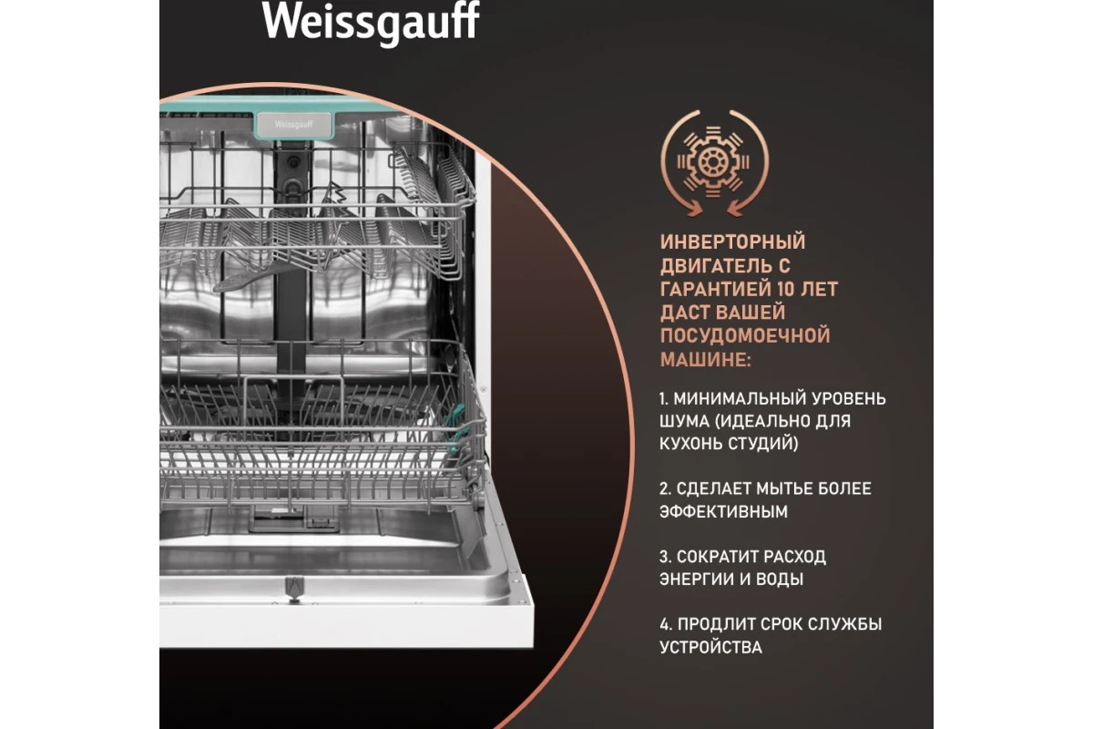Посудомоечная машина с авто-открыванием и инвертором Weissgauff DW 6038 Inverter Touch