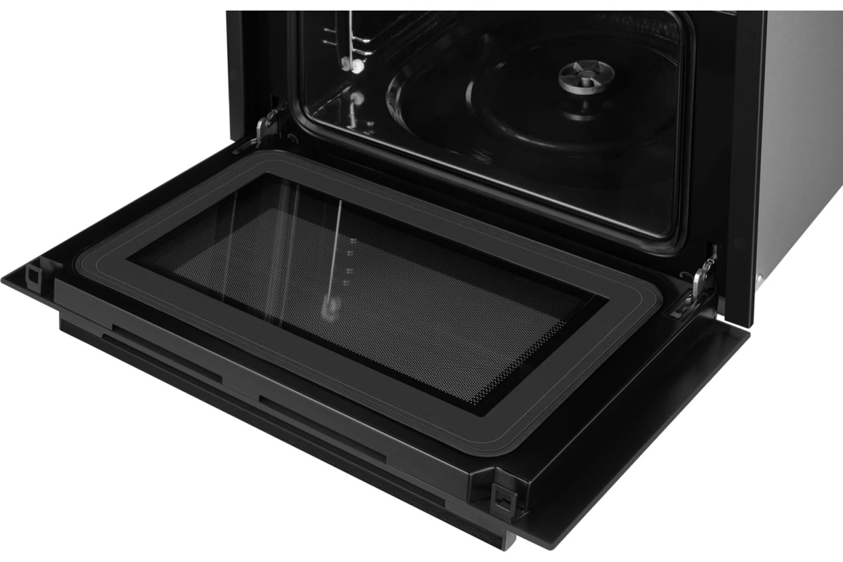 Встраиваемый компактный духовой шкаф с СВЧ Weissgauff OE 449 PDBK Black Edition