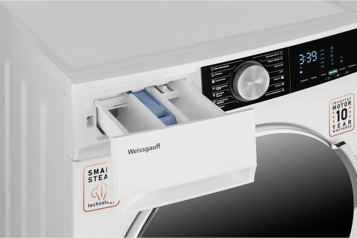 Cтиральная машина с инвертором и паром Weissgauff WM 47148 DC Inverter Steam