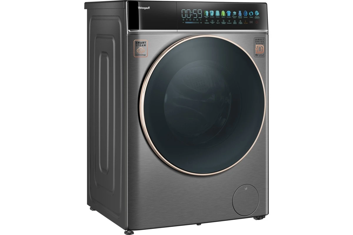 Стиральная машина с прямым приводом Weissgauff WM 58411 Direct Drive Inverter Premium Steam Grey
