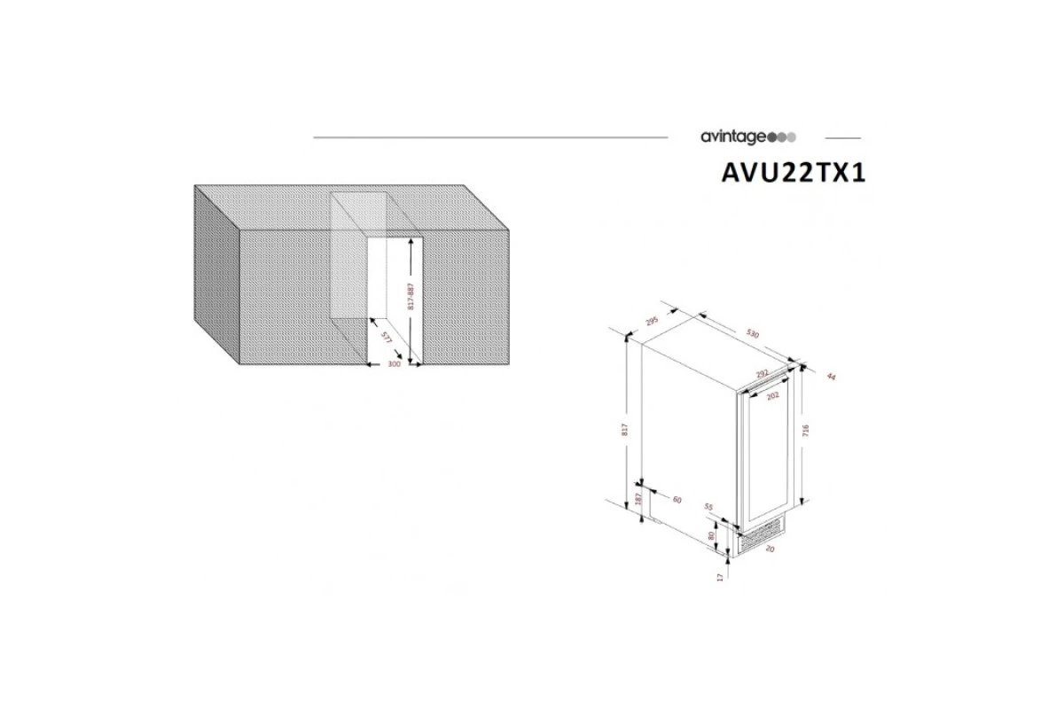 Монотемпературный винный шкаф Avintage AVU22TX1