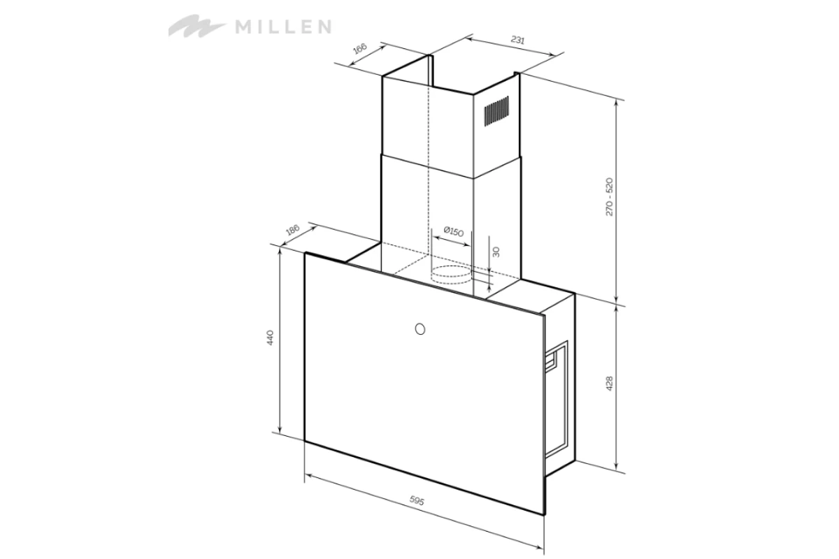 Наклонная кухонная вытяжка Millen MKHG 602 BL