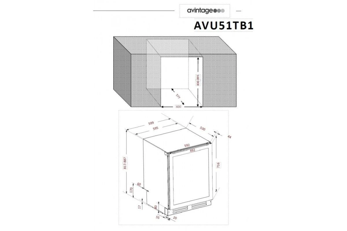 Монотемпературный винный шкаф Avintage AVU51TB1