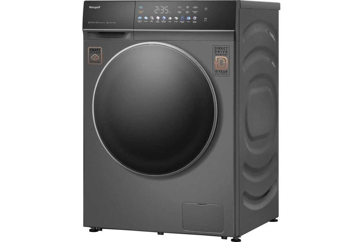 Стиральная машина с сушкой, прямым приводом Weissgauff WMD 62210 Direct Drive Touch Inverter Steam Grey