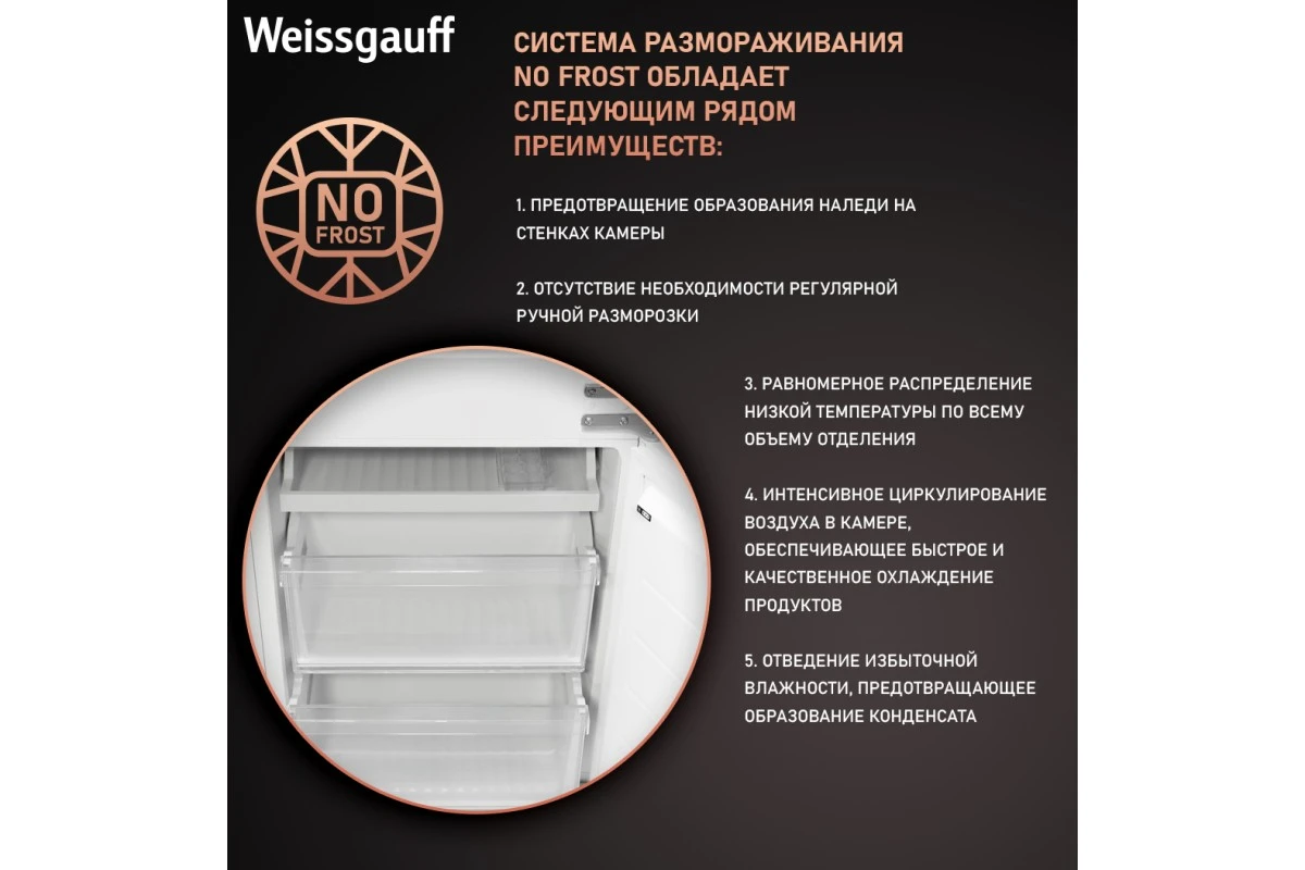 Встраиваемый холодильник Weissgauff WRKI 178 Total NoFrost