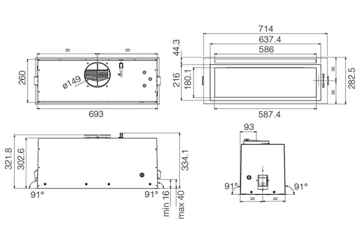 Встраиваемая вытяжка Jetair PLANE LUX BL MAT/A/72