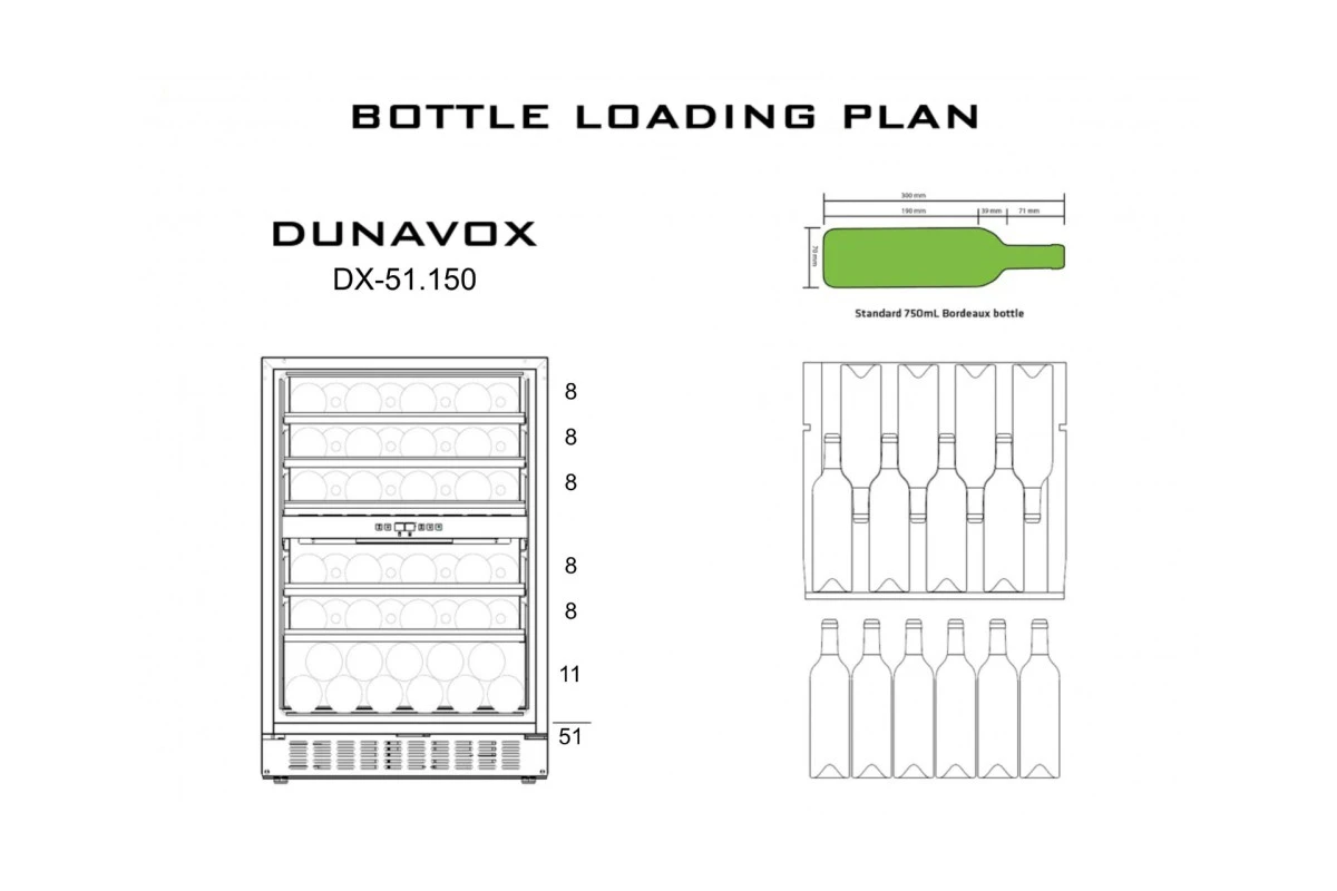 Винный шкаф Dunavox DX-51.150DBK/DP