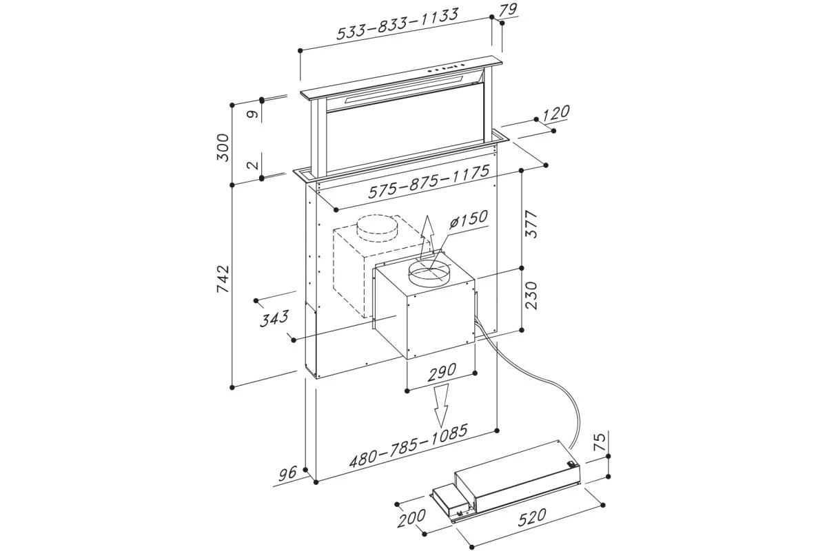 Вытяжка Downdraft Sirius S-DD2 L EM IX 60