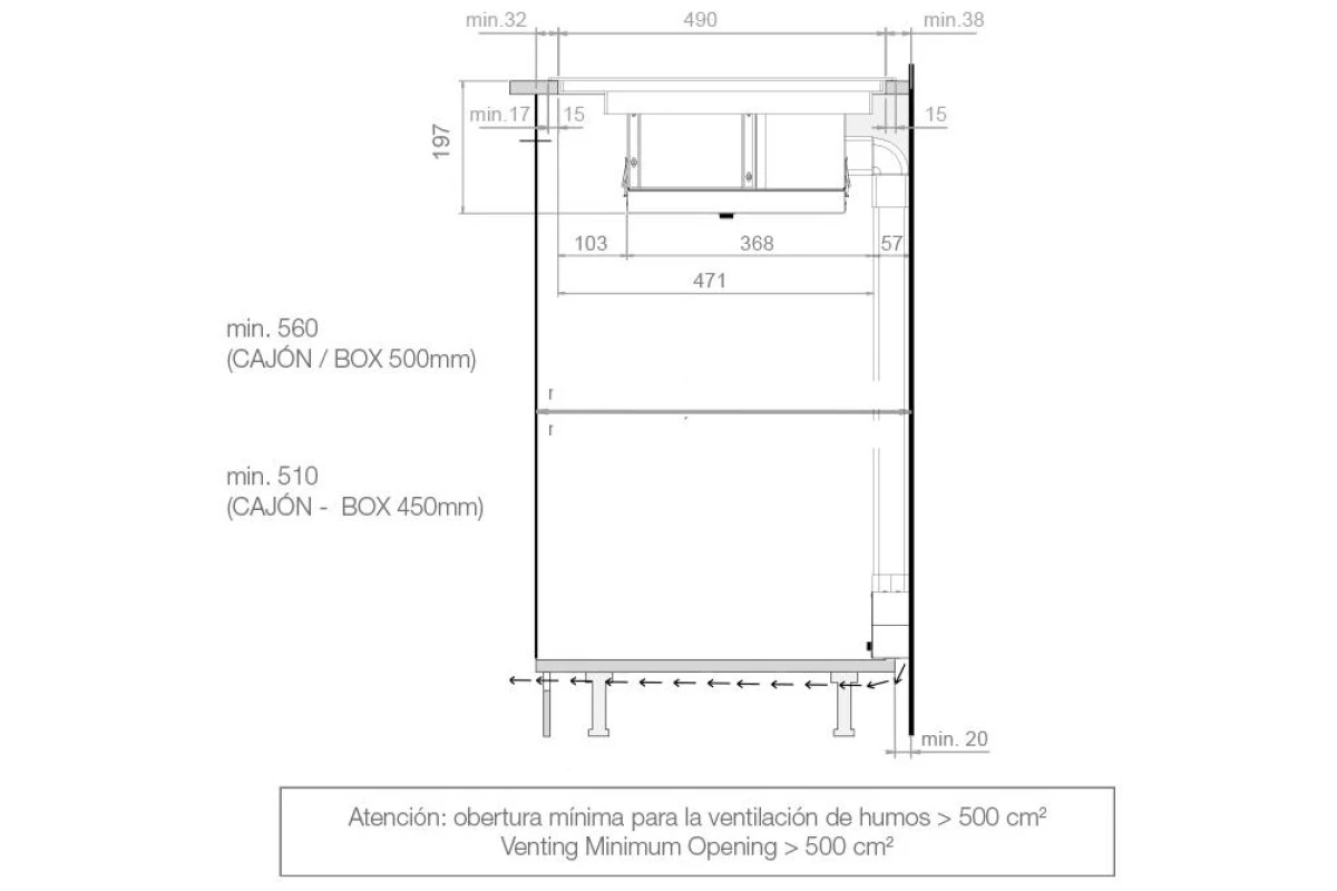Варочная панель с вытяжкой Pando E-390/78 V.1130 ECO PLUS + KIT FCLR-AE