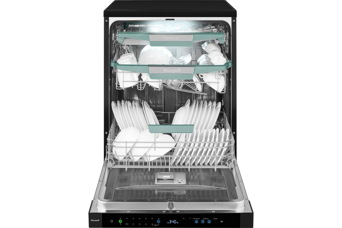 Посудомоечная машина с авто-открыванием и инвертором Weissgauff DW 6114 Inverter Touch AutoOpen Black