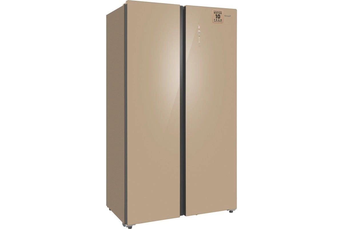 Отдельностоящий холодильник с инвертором Weissgauff WSBS 1036 Inverter NoFrost Premium Сhampagne Glass