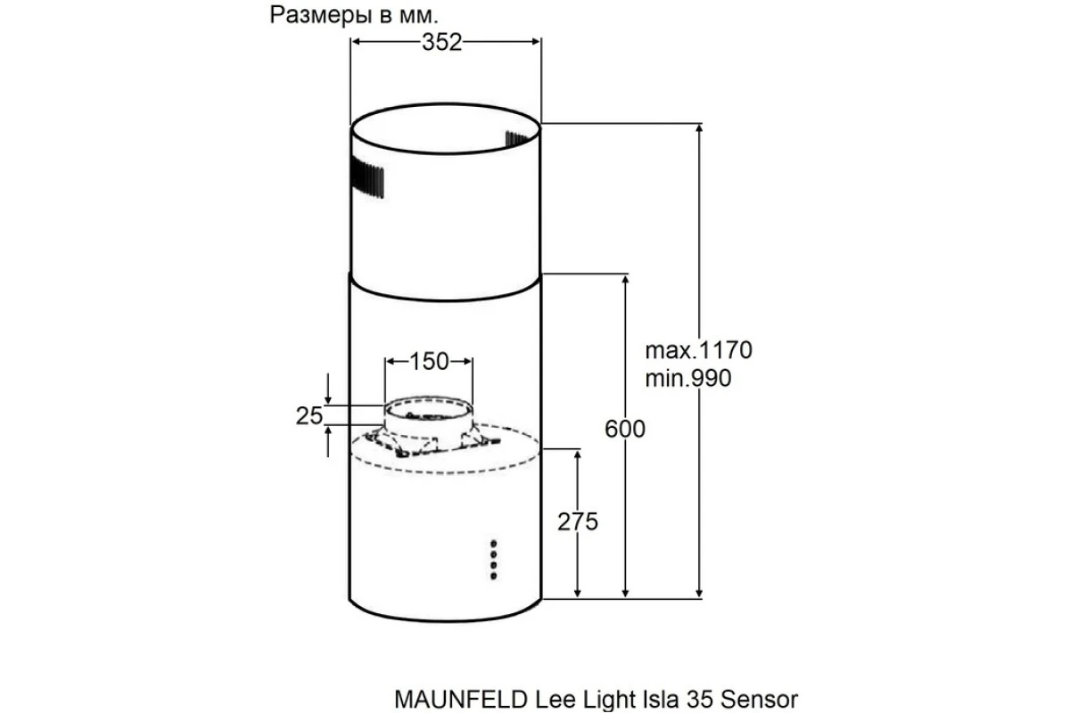 Вытяжка Maunfeld Lee Light Isla 35 Sensor черный