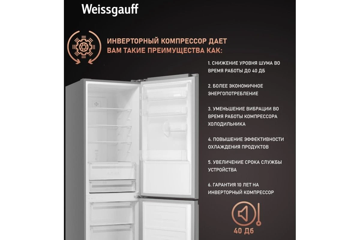 Отдельностоящий холодильник с инвертором Weissgauff WRK 2000 WGNF DC Inverter